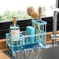 Cisily Blue Kitchen Sink Caddy Organzier with High Brush Holder, Sponge Holder for Sink, 304 Rustproof Stainless, Kitchen Cou