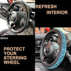 PINCTROT Large Size Chenille Leather Steering Wheel Cover, Soft Mottled Colors, Sweat-Proof, Non-Slip Grip, All-Season Comfor
