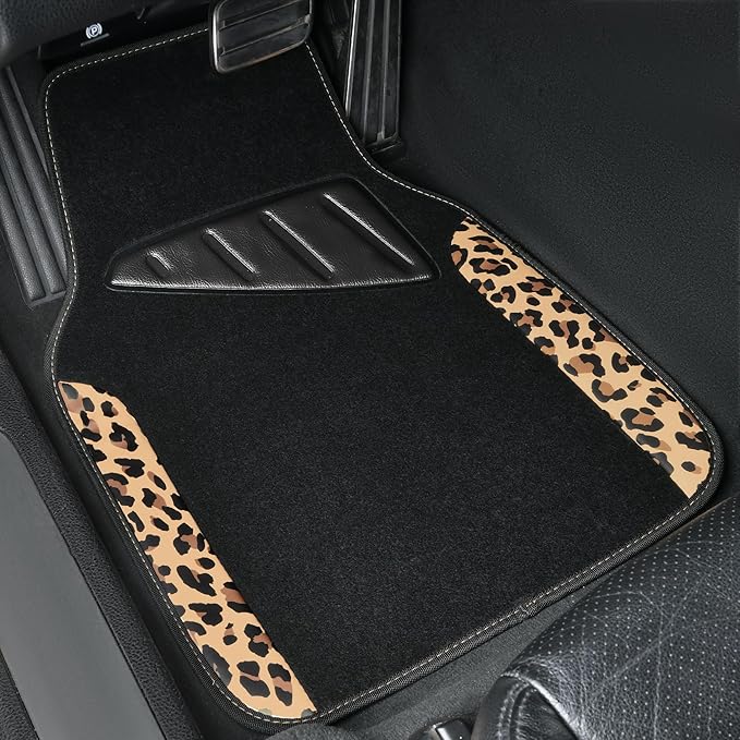CAR PASS Waterproof Universal Fit Car Floor Mats, Leopard Print Car Mats Fit for SUV,Vans,sedans, Trucks,Set of 4pcs Car Carp