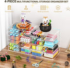 YFXCVSL Acrylic Makeup Organizer with 19 Drawers, 4 Pack Clear Storage Drawers, Bathroom Makeup Organizer for Palettes, Cosme