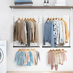 STORAGE MANIAC Hanging Closet Rod, Adjustable Width and Height Closet Hanging Organizer, Space-Saving Clothes Hanging Bar, Cl