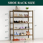 Smiry Shoe Rack, 5 Tier Thick Bamboo Shoe Organizer, Stackable Free Standing Wooden Shoe Storage Shelf for Closet, Entryway, 