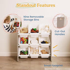 ECR4Kids 3-Tier Organizer with 9 Bins, Toy Storage, Grey/White