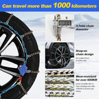 Auto Tightening Snow Chains for Cars, SUVs & Pickup Trucks – 1-Min Quick-Fit Auto Installation, Reusable Universal Emergency 