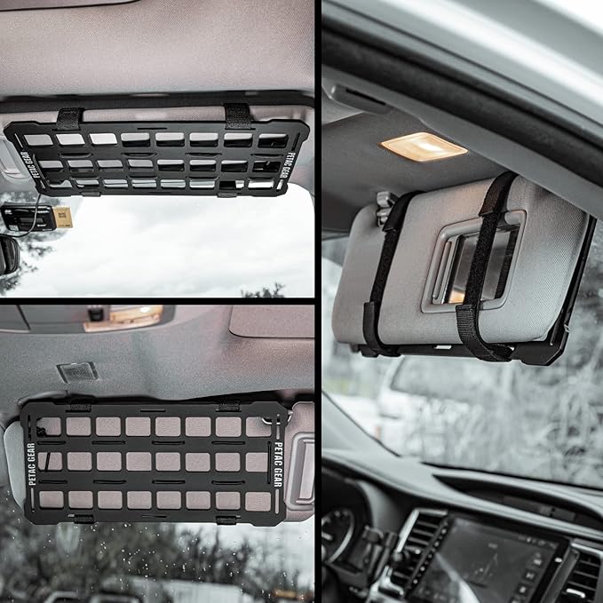 PETAC GEAR Car Sun Visor EDC Orgnaizer|Auto Rigid Molle Panels For Vehicles Car Seat Back Organizer Tactical Gears Rack Truck Mount Panels (Black)