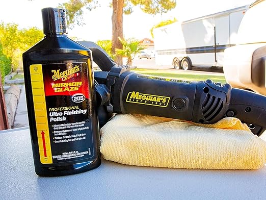 Meguiar's M205 Mirror Glaze Ultra Finishing Polish, Easy-to-Use Formula for Impeccable Shine, Multiple Ways to Apply Mirror Glaze, Removes Defects and Swirls for a High Gloss, 8 Oz Container
