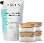 Azuna Air Freshener & Odor Eliminator Gel 4 Room Kit, Includes (4) 8 oz. Empty Luxe Glass Jars & 24 oz. Refill with Tea Tree 