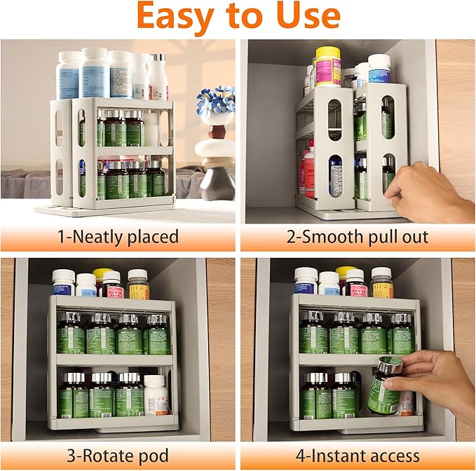Dutiplus Medicine Organizer 2 Three-Decker Shelves Cabinet Storage Rack Organizer for Holding Vitamins, Supplements Cosmetics