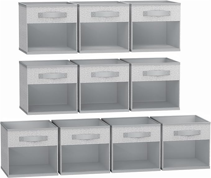 DIMJ Storage Cubes, Cube Storage Bin, 10 Pack Foldable Cubes with Window, Closet Oganizer Boxs with Handle, 12.2x 12.2 inch S