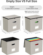 Oterri File Organizer Boxes with Lids, File Box with Mesh Pockets, Document Organizer Box for Letter Size Folders, Zippers Im
