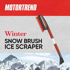 BDK Motor Trend Ice Scraper/Frost Remover for Car and Truck Windshields/Mirrors, Winter Storm Survival Kits (Ice Scraper + Snow Brush)