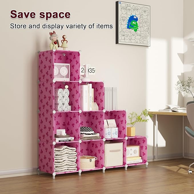 UNKU Cube Storage Organizer, 10 Cube Closet Organizer Storage Shelves, DIY Stackable Bookcase, Clothes Organizer Shelf for Cl