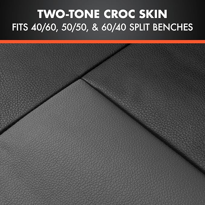 BDk Faux Leather Car Seat Cover Full Set - Front & Rear Split Bench Charcoal Seat Covers For SUV & Truck Seat Covers, Airbag 