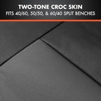 BDk Faux Leather Car Seat Cover Full Set - Front & Rear Split Bench Charcoal Seat Covers For SUV & Truck Seat Covers, Airbag 