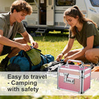 Adazzo Medicine Lock Box with 3-Digit Combination Lock – Pink Lockable Storage Box for Medication, Small Lock Box for Valuabl