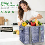 Fab totes Reusable Grocery Bags, Large Foldable Shopping Tote Bags with Reinforced Handles & Hard Bottom,2 Pack,Blue