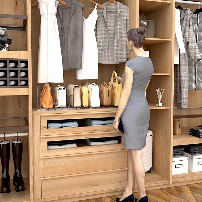 SPACEKEEPER Adjustable Shelf Divider for Closet, Clear Purse Organizers for Closet Acrylic Handbag Separators Storage Organiz