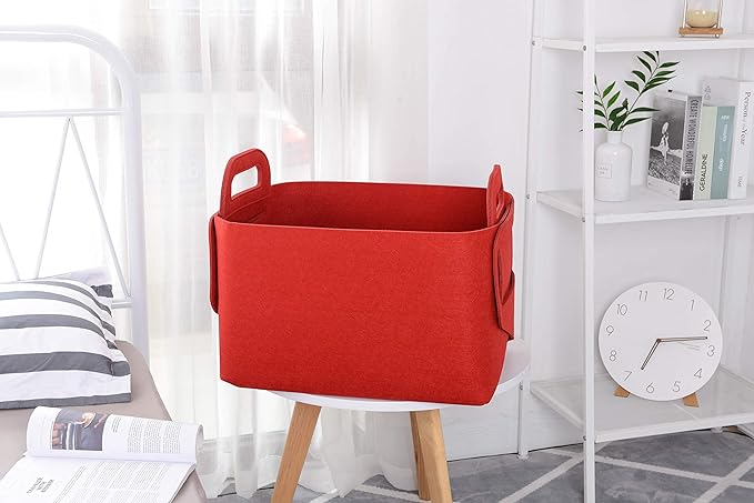 Minoisome Storage Basket Felt Storage Bin Collapsible& Convenient Box Organizer with Carry Handles for Office Bedroom Closet 