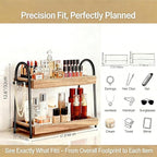 2-Tier Large & Medium Perfume Organizer with 8 Hooks for Jewelry, Bathroom Countertop & Vanity Tray Makeup Shelf - Space Savi
