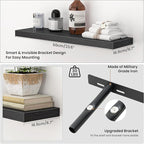 Heimlove 24 Inch Floating Shelves for Wall,Mounted Storage Wood Shelves with Invisible Brackets Hanging Shelf for Bedroom,Liv