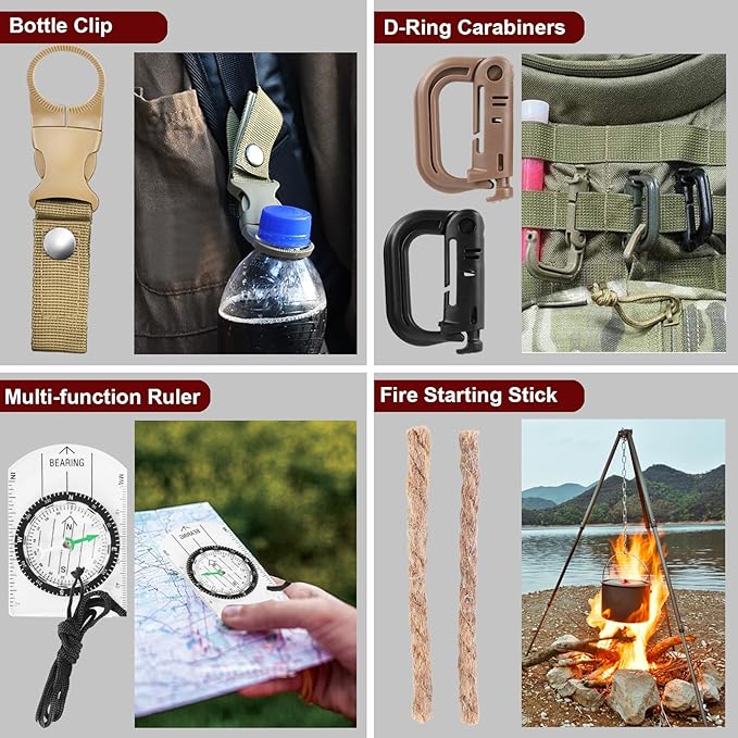 Gifts for Men Christmas - 118-in-1 Survival Kits - Military-Grade Survival Gear for Outdoor Adventures, Disaster Preparedness