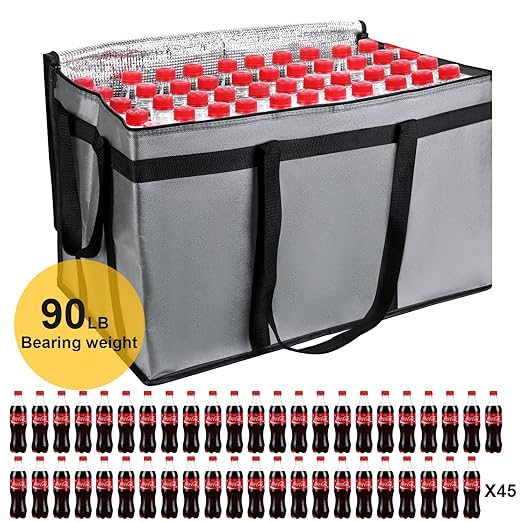 musbus 4 PACK XXXL Insulated Food Delivery Bag Cooler Bags Keep Food Warm Catering Therma for doordash Catering Cooler Bags Therma 22w x 14 lx 13d Shopper hot Grey