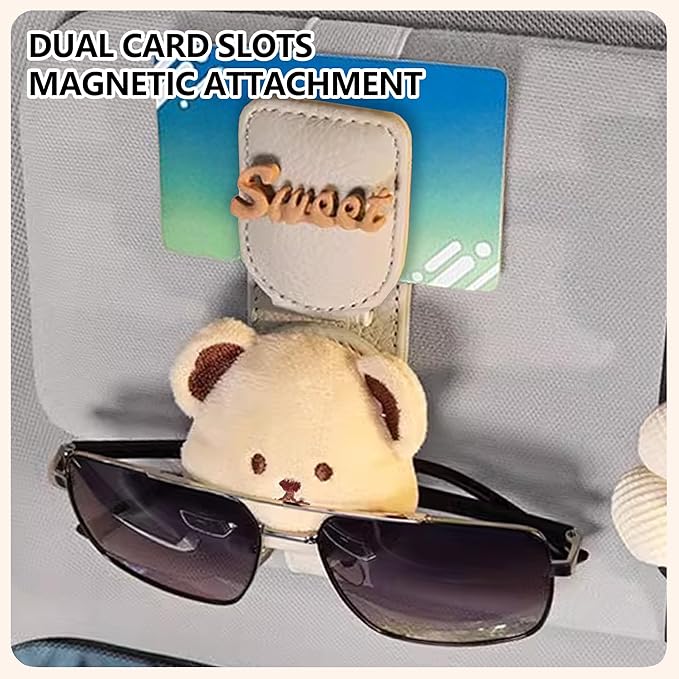 Car Sunglasses Holder Eyeglass Clip with Sun Visor Storage for Cards Magnetic Eyewear Clamp Car Decor