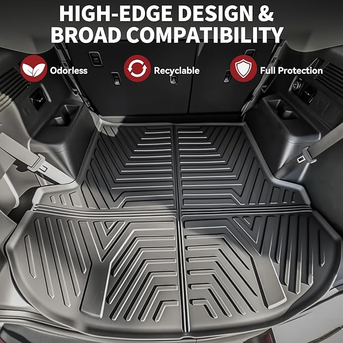 YITAMOTOR Floor Mats & Cargo Mat for Hyundai Santa Fe 2023 2022 2021 (Not for Hybrid), Includes 2 Rows and Cargo Liner Set,TPE All-Weather Floor Mat Set Liners, Black