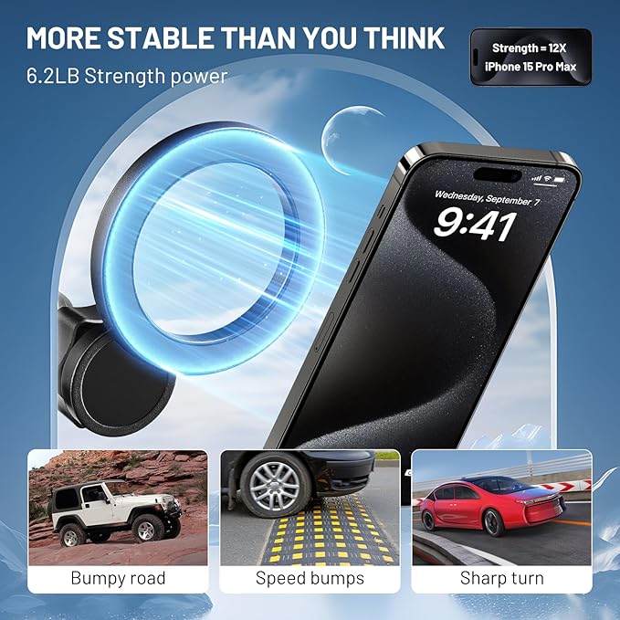This Hill Magnetic Cup Holder Phone Mount, Compatible with MagSafe, 4.1" Base Adjustable Height Car Cup Holder Compatible wit