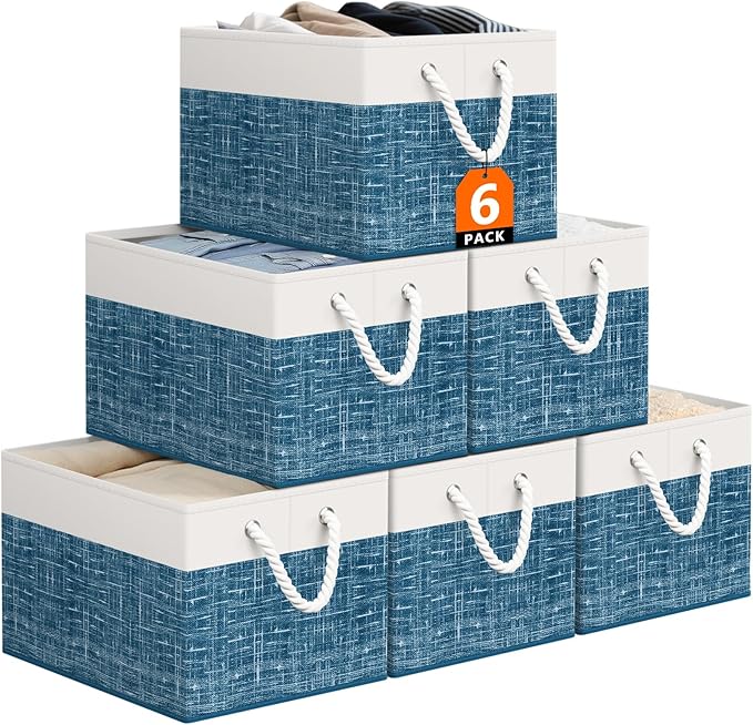 StorageTastic Storage Bin,Collapsible Storage Basket For Organizing,Large Storage Boxes With Rope Handles,Storage Containers,