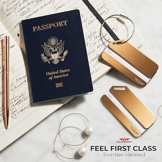 Heavy Duty Metal Luggage Tags for Suitcases| Indestructible Aluminum Travel Tag w/Steel Cable Loop & Smart Lost Bag Recovery,