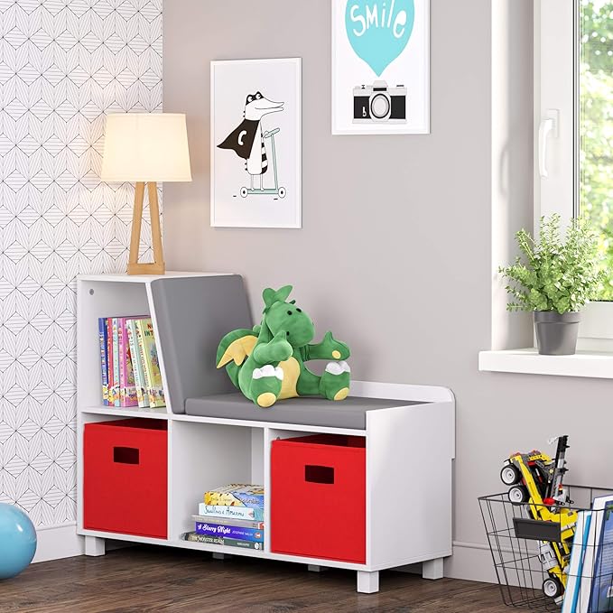 RiverRidge Folding Storage Bins with Handles Red Cube Storage Organizer for Closet, Bedroom & Playroom - Closet Organizers an