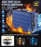Fireproof Document Box with Lock, Hard-Shell Fireproof Safe for Home Documents, Portable Travel Fire Proof File Box for Passp