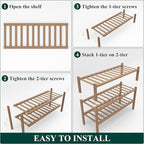 Smiry Shoe Rack, 3 Tier Thick Bamboo Shoe Organizer, Stackable Free Standing Wooden Shoe Storage Shelf for Closet, Entryway, 