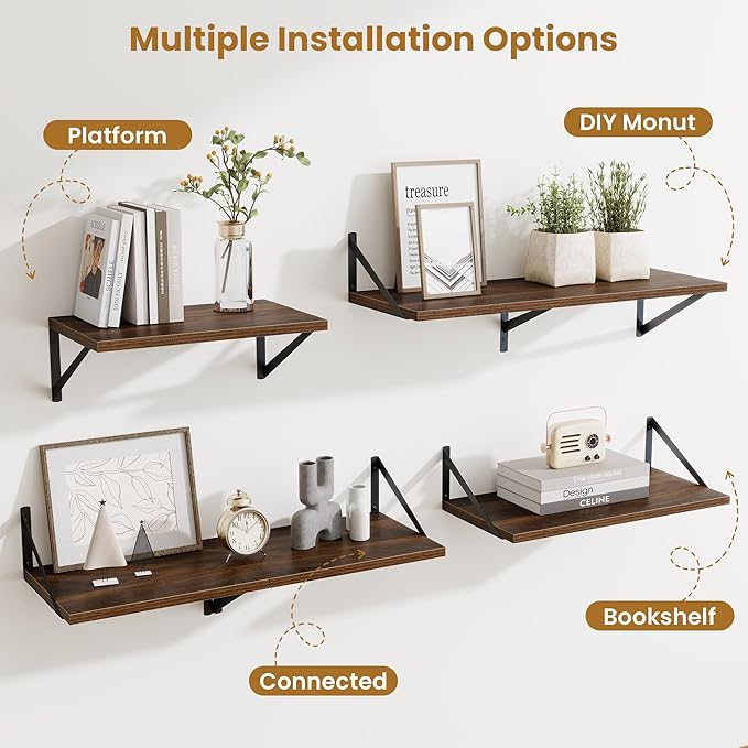 Floating Shelves for Wall,40" Wall Mounted Shelves Set of 2,Long Wood Floating Shelves,Hanging Wide Display & Storage Shelf w
