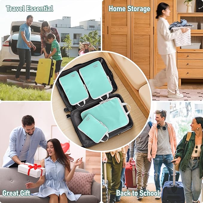 5 Set Packing Cubes For Travel Essentials, Luggage Packing Organization Cubes Suitcase Organizer Bags Set For Luggage Travel 