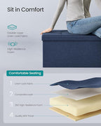 SONGMICS MAZIE Collection - 43 Inches Folding Storage Ottoman Bench, Ottoman Foot Rest, End of Bed Bench, Storage Chest, Load
