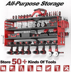 Power Tool Organizer Wall Mount, Cordless Drill Hanger Storage Rack 8 Drill Holder, 4 Layer Heavy Metal Large Capacity Tool R