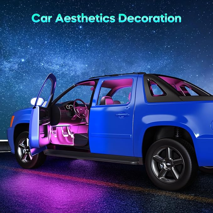Winzwon Led Lights for Car Accessories Interior, Gifts for Him Her Men Women Teen Boys Girls, APP Control with USB Port Color Change Lights for Truck Decor