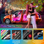 Car LED Strip Light, EJ's SUPER CAR 4pcs 48 LED Multi-Color Car Interior Lights Under Dash Lighting Waterproof Kit with Multi-Mode Change and Wireless Remote Control, Car Charger Included,DC 12V