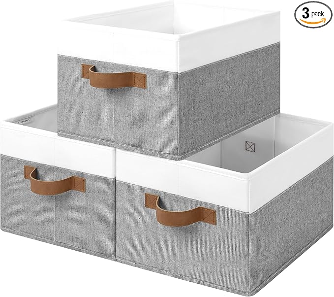 StorageWorks Fabric Shelf Baskets, Closet Organizers and Storage Basket, Foldable Storage Bins for Shelves, Clothes Storage B