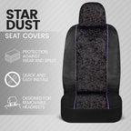 BDK Black Stardust Car Seat Covers for Front Seats, 2 Count.Glitter Pattern Front Seat Cover Set with Matching Headrest, Side