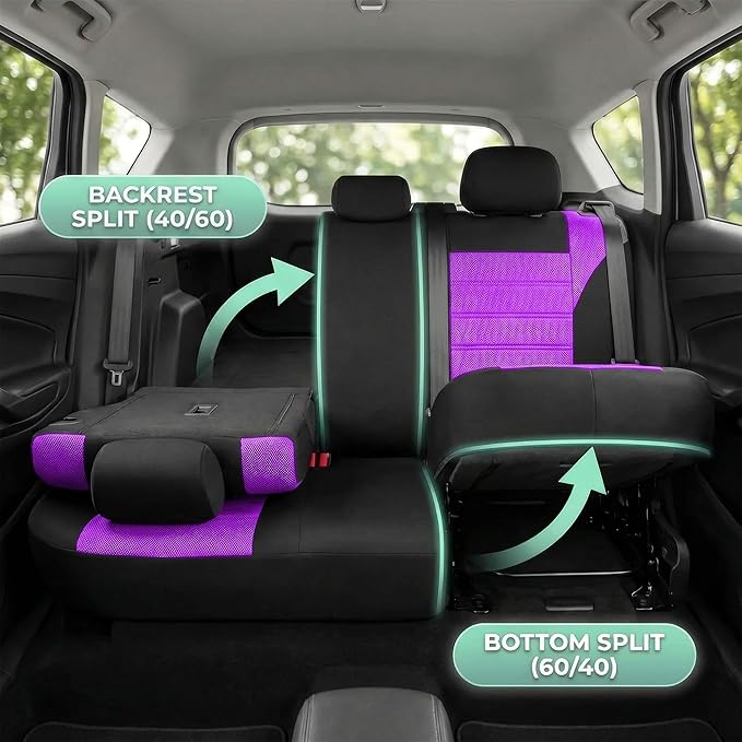 FH Group Automotive Car Seat Covers Full Set Premium 3D Air Mesh Front Seat Covers, Airbag Compatible & Split Bench Cover Uni