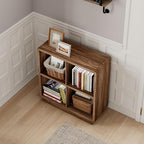 ChooChoo 4 Cube Storage Organizer, Wooden Bookcase with Storage, Cube Storage Bookshelf for Bedroom and Home Office, Brown Wa