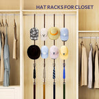 SWTYMIKI Over Door Hat Organizer - 4 Packs Metal Hanging Hat Rack with 16 Hooks Design, Baseball Cap Hanger Organizer Storage