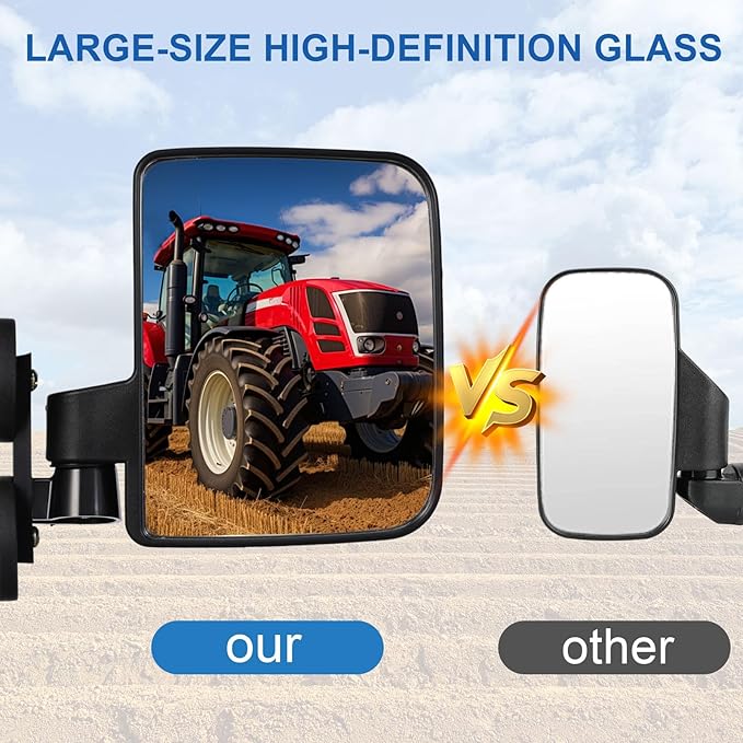 2 PCS Magnetic Tractors Mirror, Forklift Rear View Mirror – 6.69" × 5.11", Tractor Side Mirror with 2.16" Strong Dual Magnets, No-Drill Installation