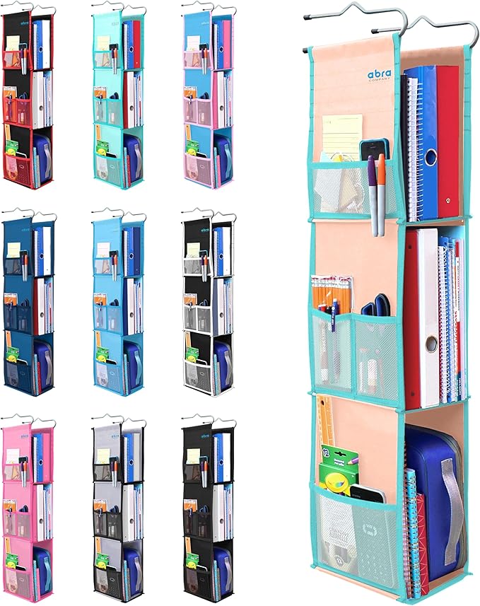 ABRA® 3 Shelf Hanging Locker Organizer for School, Gym, Work, Storage | Deep Shelves 6”x 9”| Eco-Friendly Fabric Healthy for 