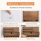 dreampossible Key and Mail Holder for Wall, Mail Organizer Wall Mount with 6 Hooks and Storage Drawer, Wooden Key Rack Hanger