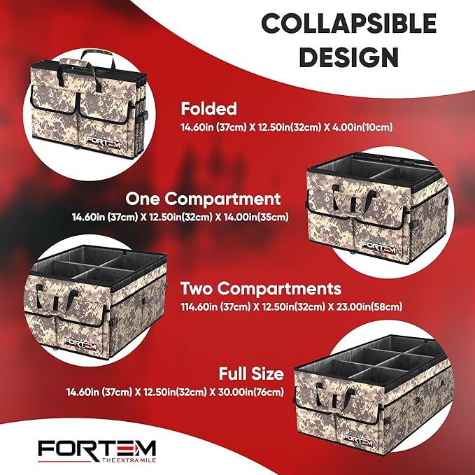 FORTEM Trunk Organizer For SUV Car Trunk Organizer, Foldable Storage, Car Accessories for Women Men, Collapsible Bag, Perfect C