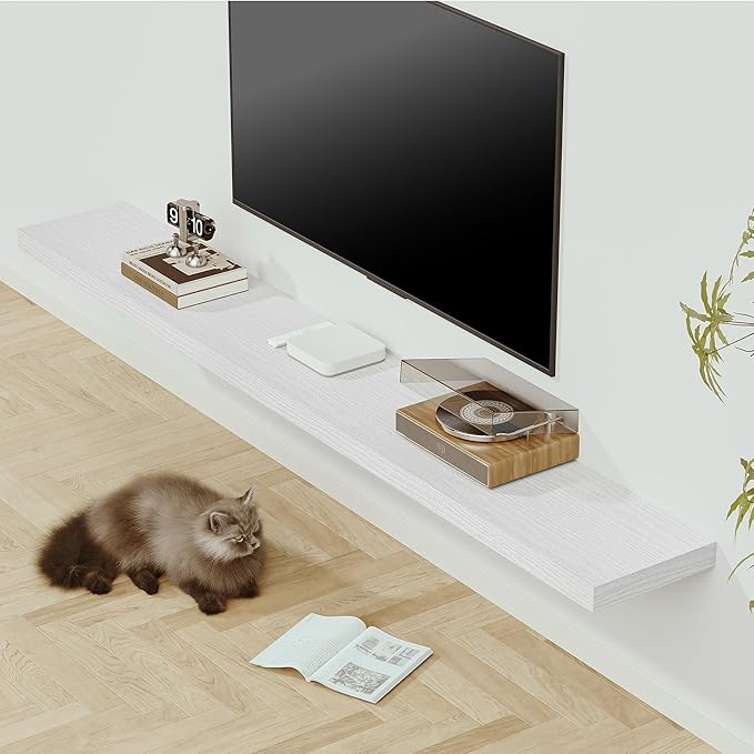 Vivelove 12 in Deep Floating Shelves for Wall, 72" x 12" x 2" Shelves for Room Wall Mounted, 2 Inch Thick Shelf for Bathroom 